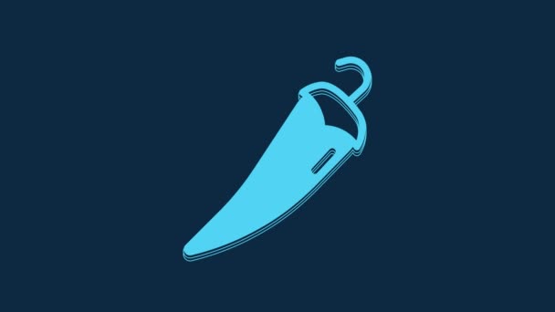 Blue Hot Chili Pepper Pod Icon Isolated Blue Background Design — Stock Video