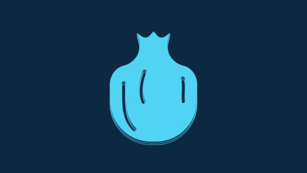 Ікона Блакитного Помегранату Ізольована Синьому Фоні Плоди Гарнета Відеографічна Анімація — стокове відео
