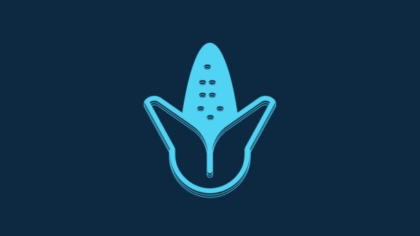 Blue Corn Icon Isolated Blue Background Video Motion Graphic Animation — Vídeo de Stock