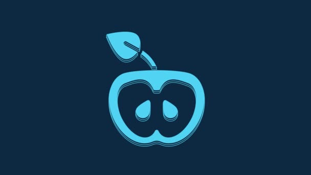 Blue Apple Icon Isolated Blue Background Excess Weight Healthy Diet — Wideo stockowe