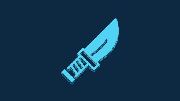 Blue Dagger Icon Isolated Blue Background Knife Icon Sword Sharp — Wideo stockowe