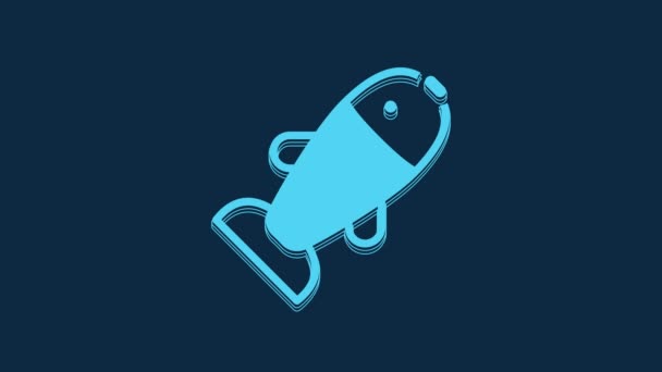 Blue Fish Icon Isolated Blue Background Video Motion Graphic Animation — Videoclip de stoc