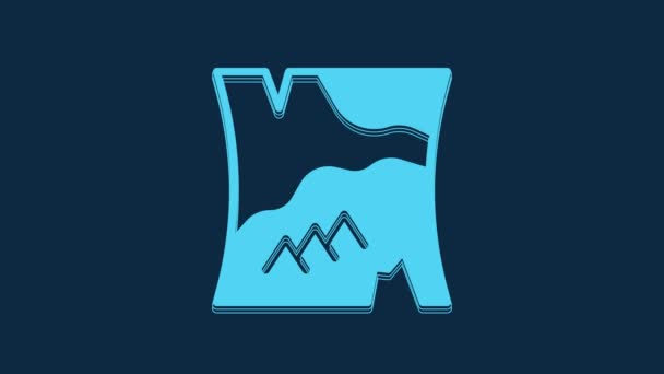 Blue Folded Map Icon Isolated Blue Background Video Motion Graphic — Stock videók