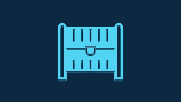 Blue Antique Treasure Chest Icon Isolated Blue Background Vintage Wooden — Wideo stockowe