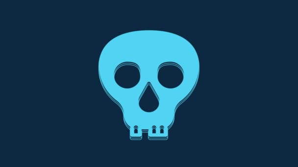 Blue Skull Icon Isolated Blue Background Happy Halloween Party Video — Stock video
