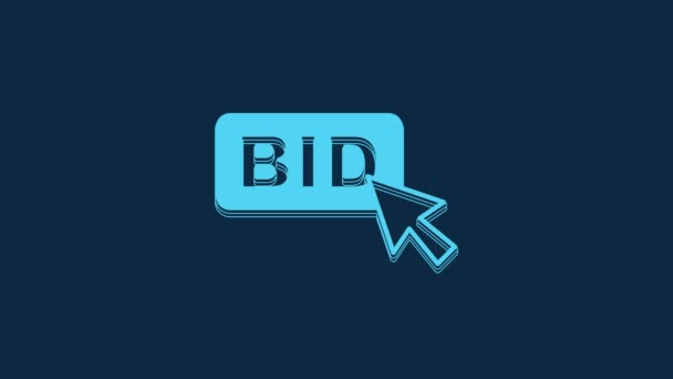 Blue Bid Ikonen Isolerad Blå Bakgrund Auktionsbud Försäljning Och Köpare — Stockvideo