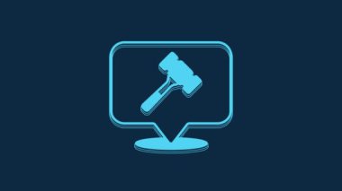 Mavi Açık Artırma çekiç simgesi mavi arkaplanda izole edildi. Gavel, yargıç ya da müzayedecinin çekici. Teklif süreci, anlaştık. Açık arttırma teklifi. 4K Video hareketli grafik canlandırması.