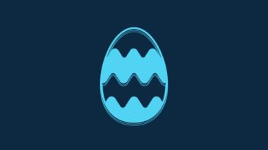 Blue Easter egg icon isolated on blue background. Happy Easter. 4K Video motion graphic animation.