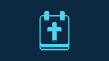 Mavi arka planda Paskalya ikonu olan Mavi Takvim. İlkbahar Hristiyan bayramı sembolü. 4K Video hareketli grafik canlandırması.