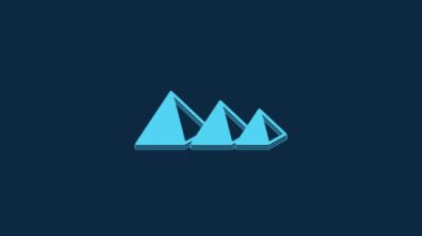 Blue Egypt pyramids icon isolated on blue background. Symbol of ancient Egypt. 4K Video motion graphic animation.