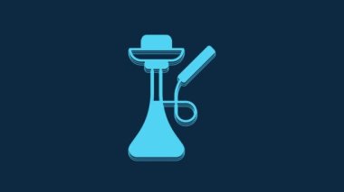 Mavi arkaplanda mavi nargile simgesi var. 4K Video hareketli grafik canlandırması.