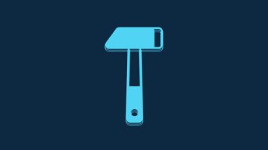 Blue Hammer icon isolated on blue background. Tool for repair. 4K Video motion graphic animation.