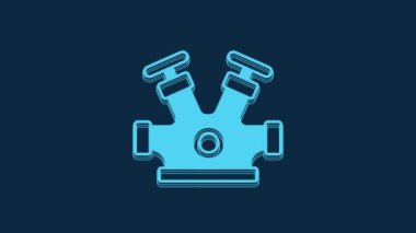 Blue Fire hydrant icon isolated on blue background. 4K Video motion graphic animation.