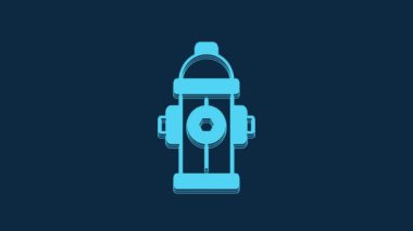Blue Fire hydrant icon isolated on blue background. 4K Video motion graphic animation.