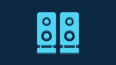 Blue Stereo speaker icon isolated on blue background. Sound system speakers. Music icon. Musical column speaker bass equipment. 4K Video motion graphic animation.