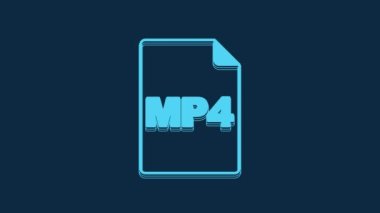 Mavi MP4 dosya belgesi. Mavi arkaplanda izole edilmiş mp4 düğmesi simgesi indir. MP4 dosya sembolü. 4K Video hareketli grafik canlandırması.