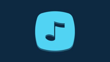 Blue Music note, tone icon isolated on blue background. 4K Video motion graphic animation.