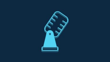 Blue Microphone icon isolated on blue background. On air radio mic microphone. Speaker sign. 4K Video motion graphic animation.