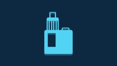 Mavi Vape mod aygıt simgesi mavi arkaplanda izole edildi. Tüttürme aleti. Buharlaştırıcı Cihaz. 4K Video hareketli grafik canlandırması.