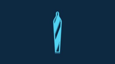 Blue Marijuana joint, spliff icon isolated on blue background. Cigarette with drug, marijuana cigarette rolled. 4K Video motion graphic animation.