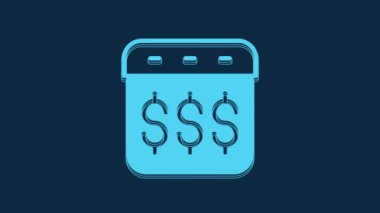 Mavi Ödeme Günü, mavi arka planda dolar simgesi olan takvim. 4K Video hareketli grafik canlandırması.