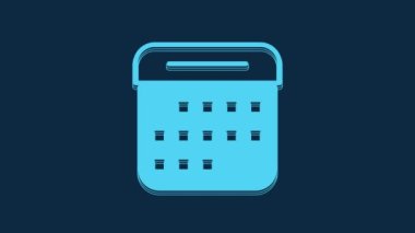 Blue Calendar icon isolated on blue background. Event reminder symbol. 4K Video motion graphic animation.