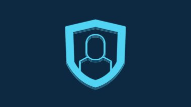 Blue User protection icon isolated on blue background. Secure user login, password protected, personal data protection, authentication. 4K Video motion graphic animation.