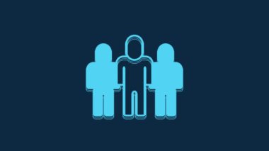 Blue Project team base icon isolated on blue background. Business analysis and planning, consulting, team work, project management. Developers. 4K Video motion graphic animation.
