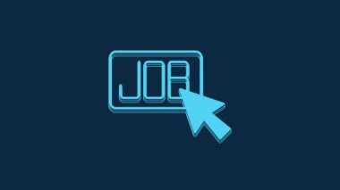 Mavi Arama görev simgesi mavi arkaplanda izole edildi. İşe alım ya da seçim konsepti. İş için insan kaynakları ve adam toplama. 4K Video hareketli grafik canlandırması.