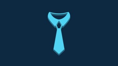 Blue Tie icon isolated on blue background. Necktie and neckcloth symbol. 4K Video motion graphic animation.