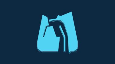 Mavi Şelale simgesi mavi arkaplanda izole edildi. 4K Video hareketli grafik canlandırması.