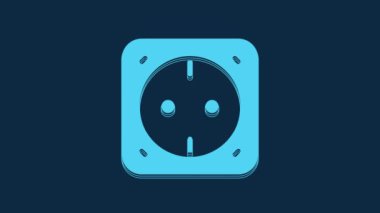 Blue Electrical outlet icon isolated on blue background. Power socket. Rosette symbol. 4K Video motion graphic animation.