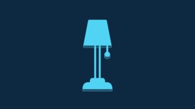 Blue Floor lamp icon isolated on blue background. 4K Video motion graphic animation.