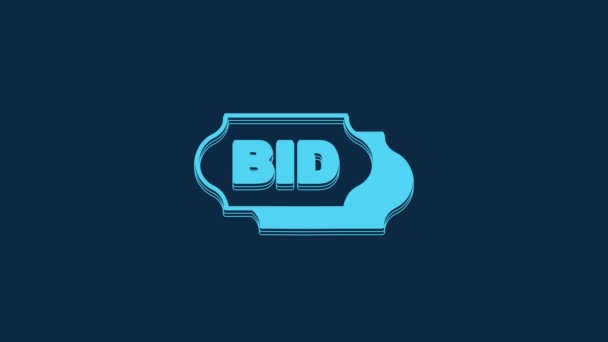 Blue Bid Ikonen Isolerad Blå Bakgrund Auktionsbud Försäljning Och Köpare — Stockvideo