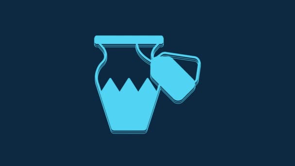 蓝色拍卖古花瓶图标孤立在蓝色背景 拍卖投标 销售和买方 4K视频运动图形动画 — 图库视频影像