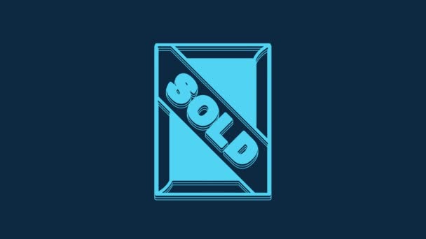 Pittura Blue Auction Venduto Icona Isolata Sfondo Blu Offerta Asta — Video Stock