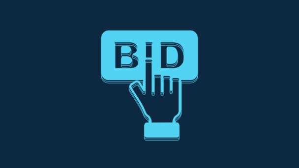 Blaues Bid Symbol Isoliert Auf Blauem Hintergrund Versteigerungsgebot Verkauf Und — Stockvideo