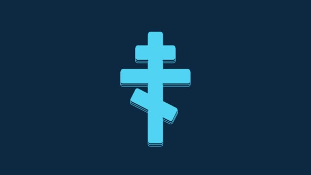 Blue Christian Cross Icon Isolated Blue Background Church Cross Video — Stockvideo