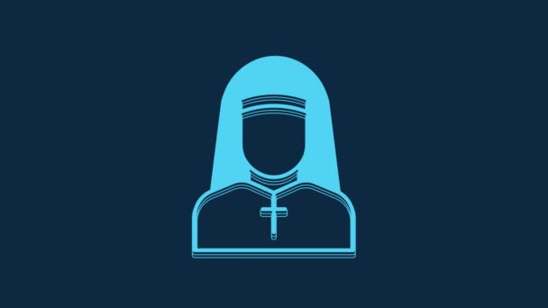 Ícone Azul Nun Isolado Fundo Azul Irmã Misericórdia Animação Gráfica — Vídeo de Stock