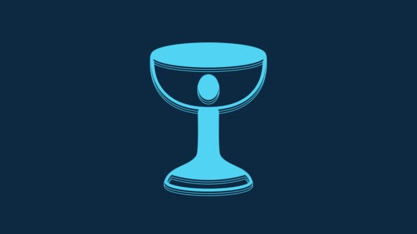 Blue Christian Chalice Icon Isolated Blue Background Christianity Icon Happy — Vídeo de stock
