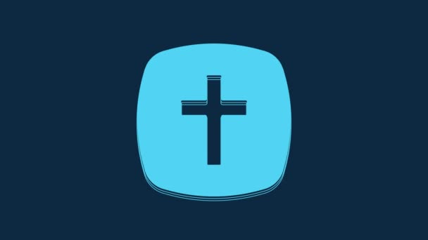 Blue Christian Cross Icon Isolated Blue Background Church Cross Video — Stock video