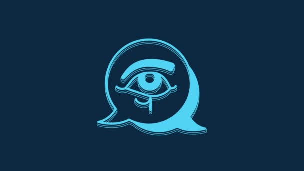 Blue Eye Horus Icoon Geïsoleerd Blauwe Achtergrond Oude Egyptische Godin — Stockvideo