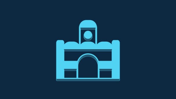 Blue Egyptian House Icon Isolated Blue Background Video Motion Graphic — Stock Video