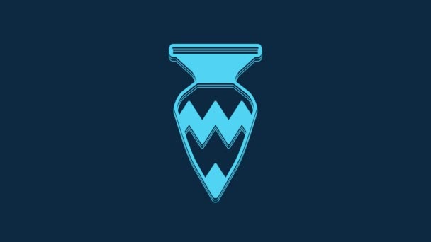 Icona Blu Vaso Egiziano Isolato Sfondo Blu Simbolo Dell Antico — Video Stock