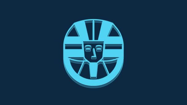 Icona Del Faraone Egiziano Blu Isolata Sfondo Blu Animazione Grafica — Video Stock