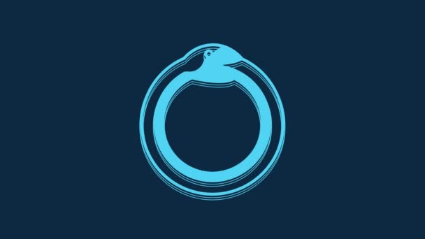 Símbolo Mágico Azul Ícone Ouroboros Isolado Fundo Azul Serpente Morder — Vídeo de Stock
