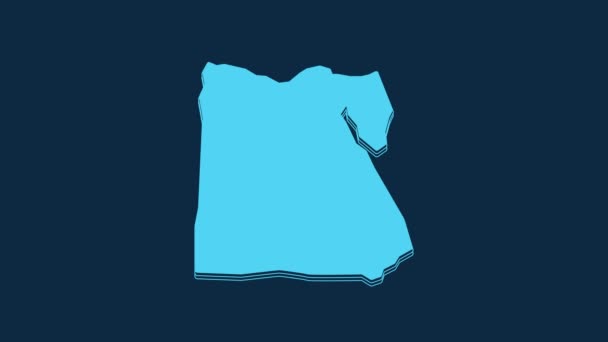 Niebieska Mapa Egiptu Ikona Odizolowana Niebieskim Tle Animacja Graficzna Ruchu — Wideo stockowe
