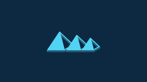 Blue Egypt Pyramids Icon Isolated Blue Background Symbol Ancient Egypt — Wideo stockowe
