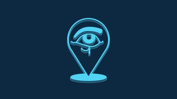 Blaues Auge Des Horus Symbol Isoliert Auf Blauem Hintergrund Die — Stockvideo