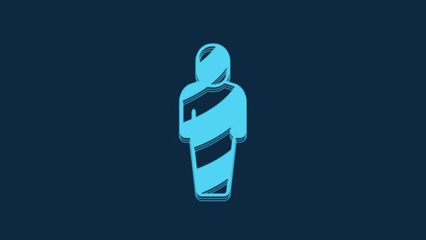 Icono Momia Azul Egipto Aislado Sobre Fondo Azul Animación Gráfica — Vídeo de stock